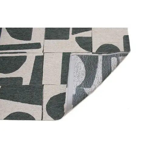 Gray And Green Geometric ,Washable, Non Skid Area Rug Photo 4