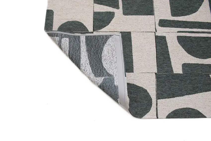 Gray And Green Geometric ,Washable, Non Skid Area Rug Photo 5