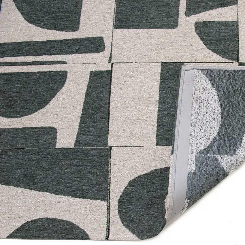 Gray And Green Geometric ,Washable, Non Skid Area Rug Photo 6