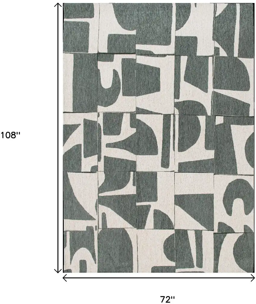Gray And Green Geometric ,Washable, Non Skid Area Rug Photo 8