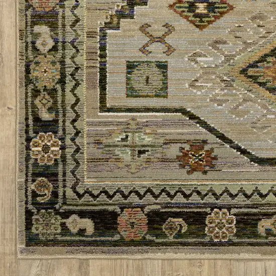 Gray And Green Tribal Area Rug Photo 8
