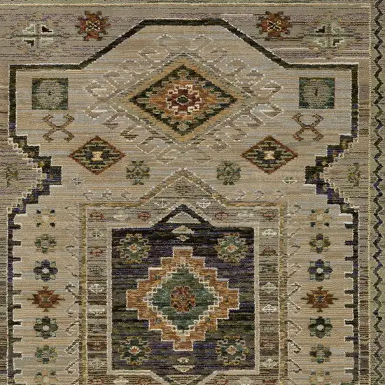 Gray And Green Tribal Area Rug Photo 9