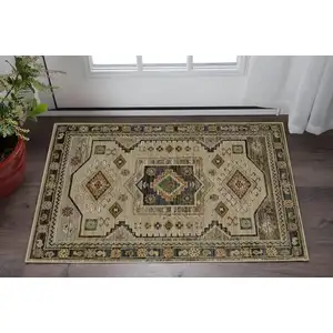 Photo of Gray And Green Tribal Area Rug