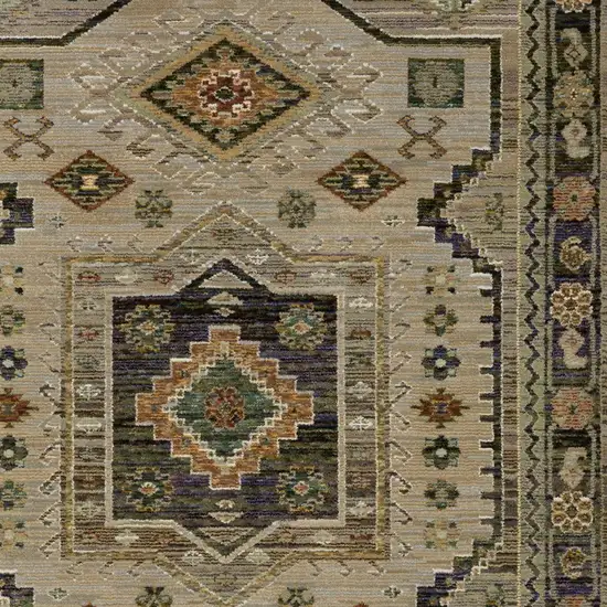 Gray And Green Tribal Area Rug Photo 5