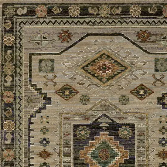 Gray And Green Tribal Area Rug Photo 5