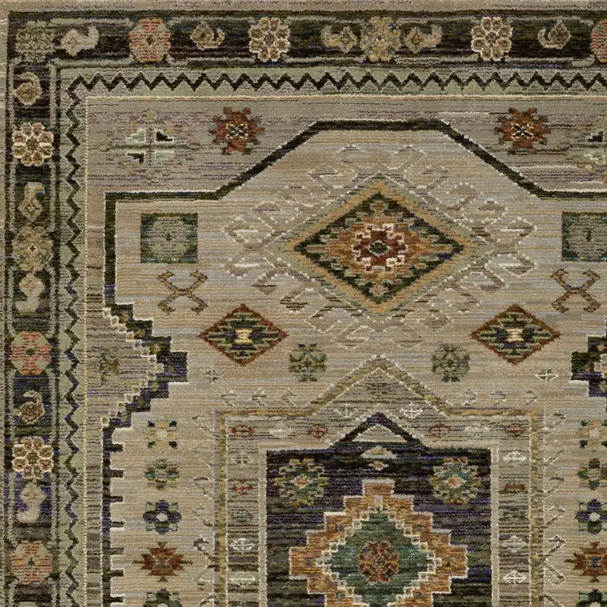 Gray And Green Tribal Area Rug Photo 5