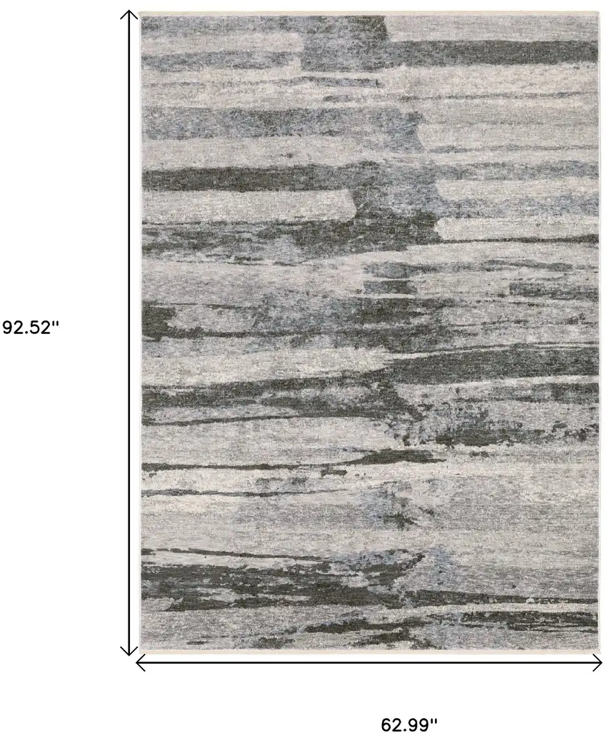 Gray And Ivory Abstract Area Rug With Fringe Photo 3