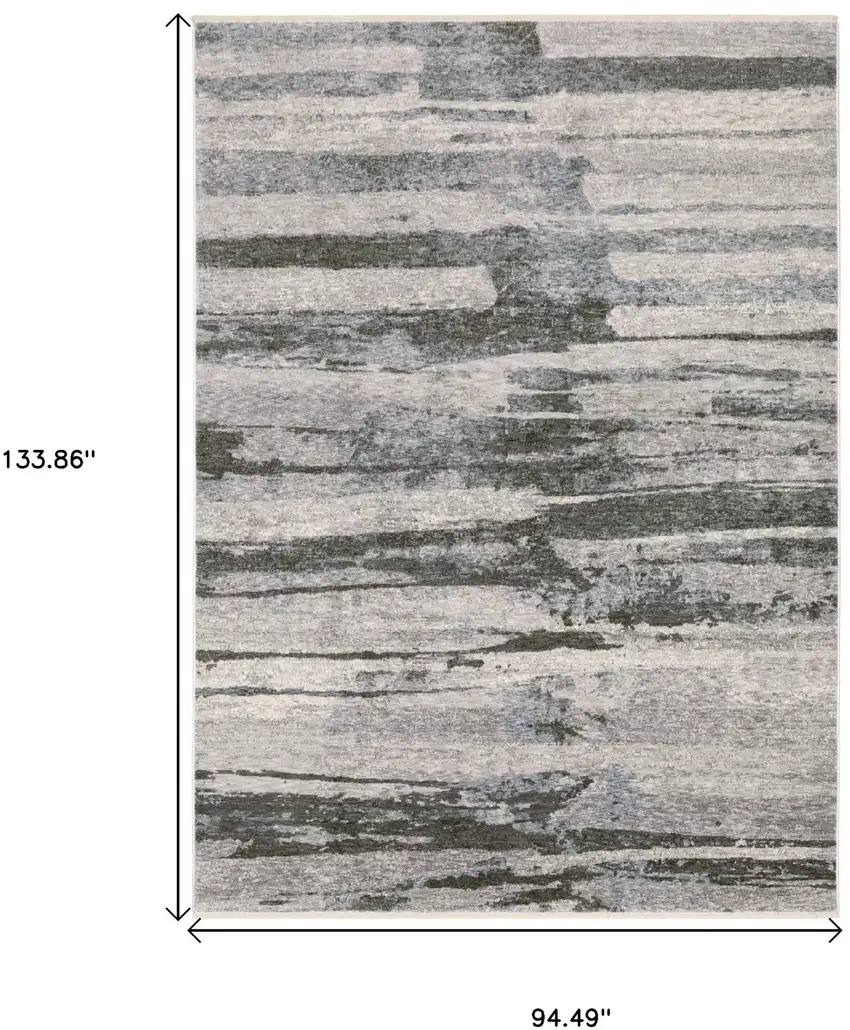 Gray And Ivory Abstract Area Rug With Fringe Photo 3