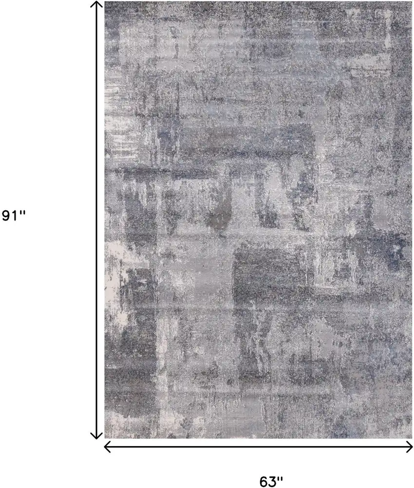 Gray And Ivory Abstract Area Rug Photo 3