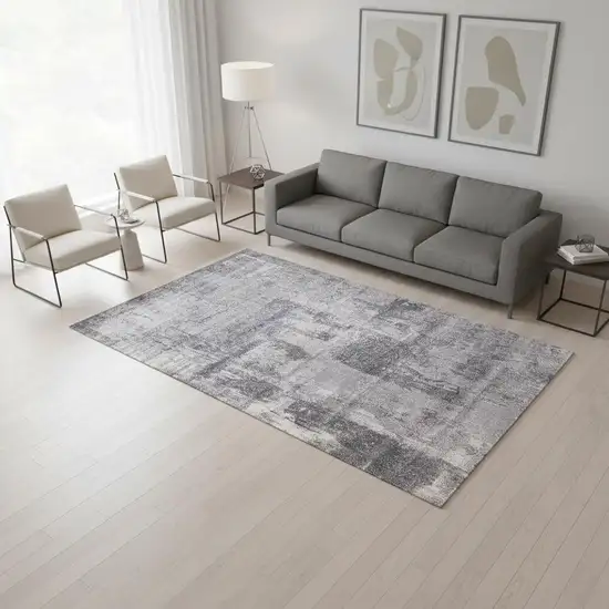 Gray And Ivory Abstract Area Rug Photo 1