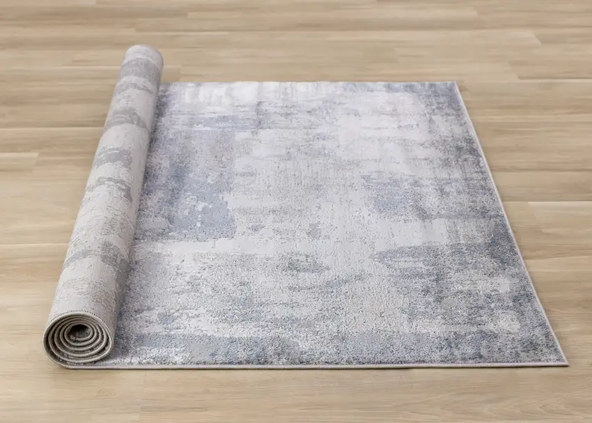 Gray And Ivory Abstract Area Rug Photo 9