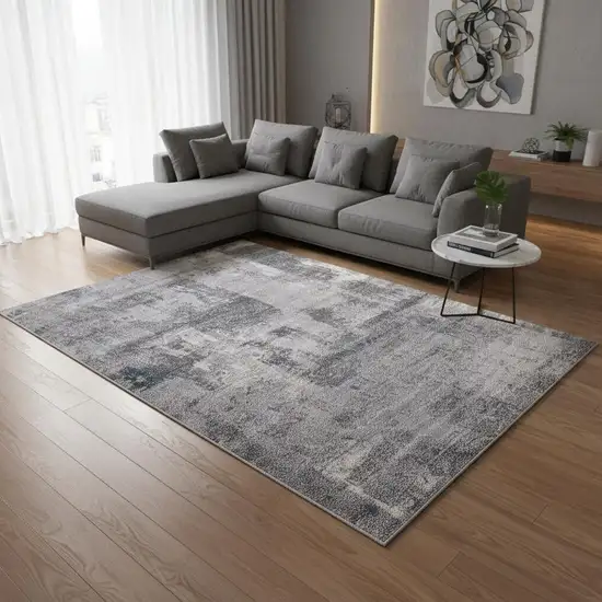 Gray And Ivory Abstract Area Rug Photo 1