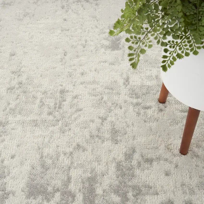 Gray And Ivory Abstract Area Rug Photo 9