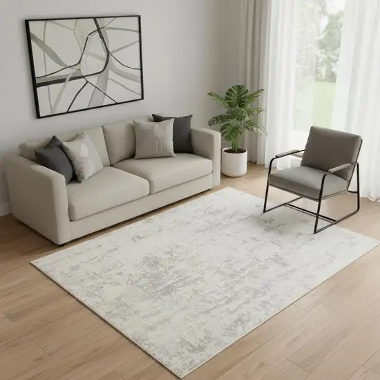 Gray And Ivory Abstract Area Rug Photo 5