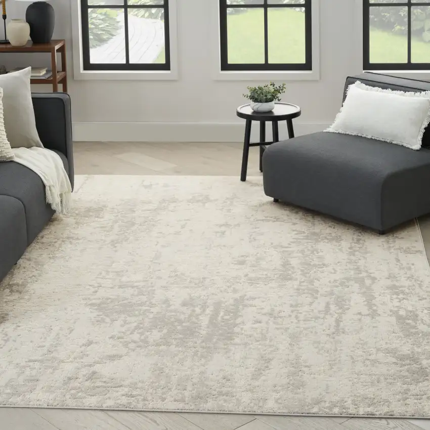 Gray And Ivory Abstract Area Rug Photo 5