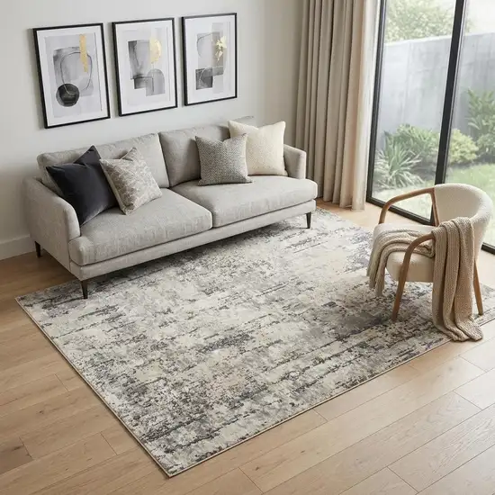 Gray And Ivory Abstract Area Rug Photo 1