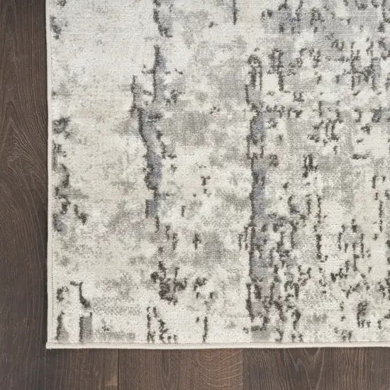 Gray And Ivory Abstract Area Rug Photo 8