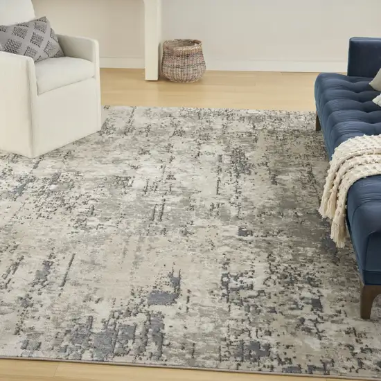 Gray And Ivory Abstract Area Rug Photo 5