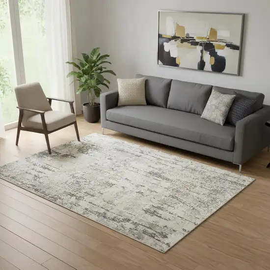 Gray And Ivory Abstract Area Rug Photo 1