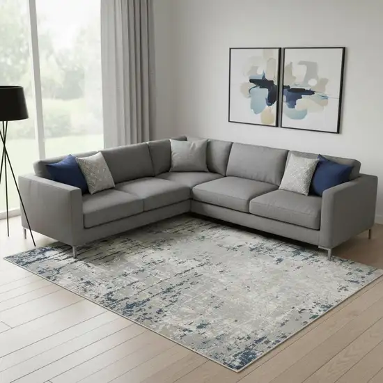 Gray And Ivory Abstract Area Rug Photo 1