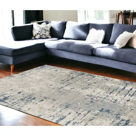 Gray And Ivory Abstract Area Rug Photo 1