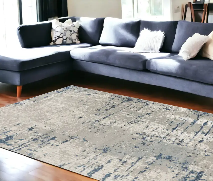 Gray And Ivory Abstract Area Rug Photo 1