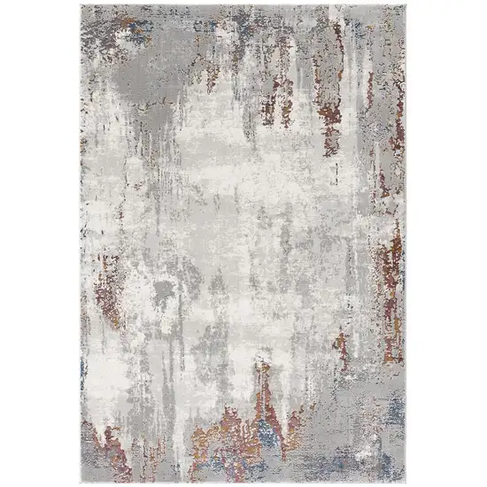 Gray And Ivory Abstract Area Rug Photo 4