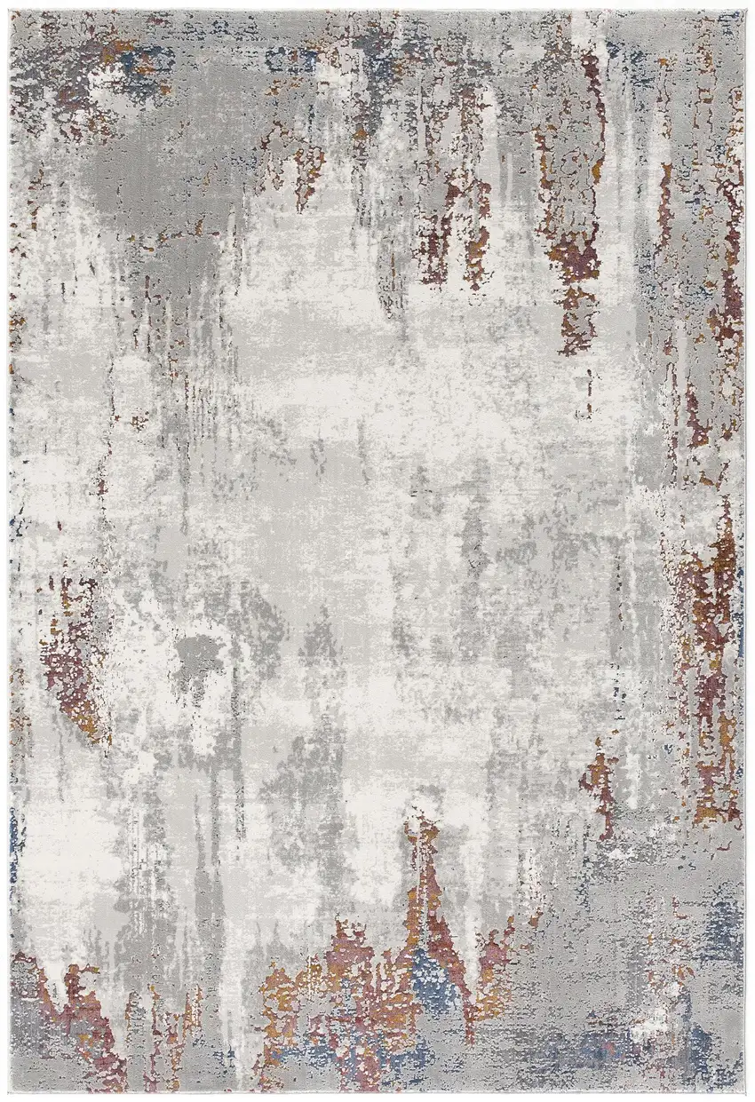 Gray And Ivory Abstract Area Rug Photo 4