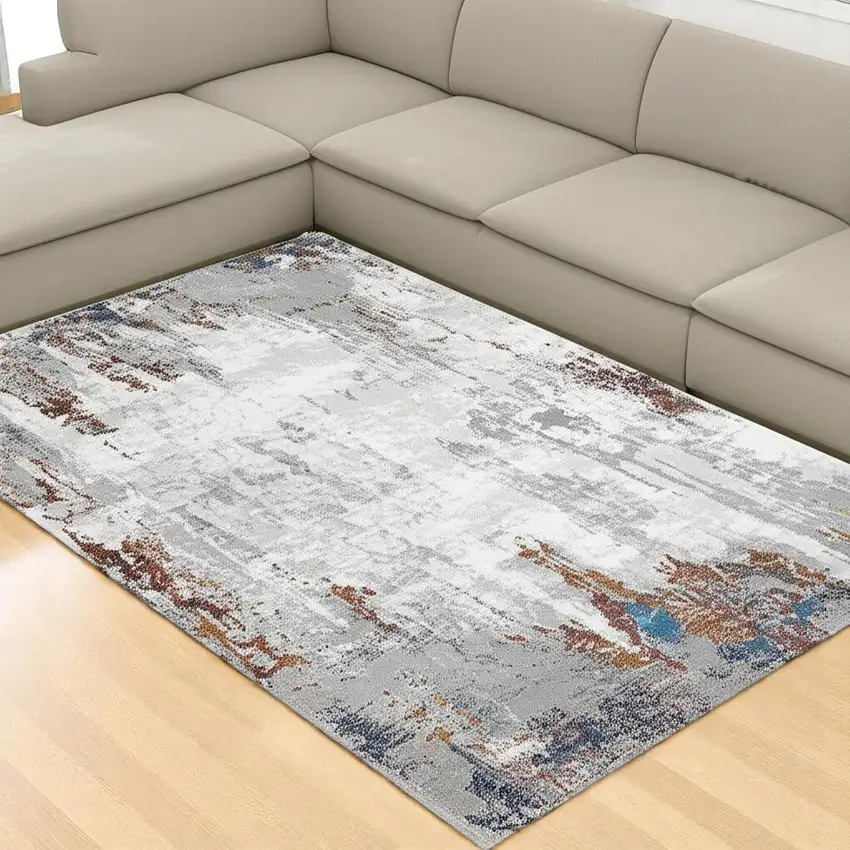 Gray And Ivory Abstract Area Rug Photo 1