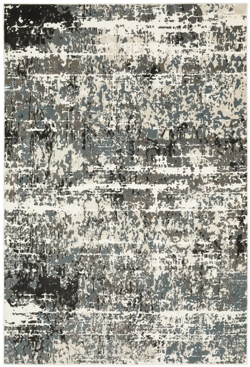 Gray And Ivory Abstract Area Rug Photo 5