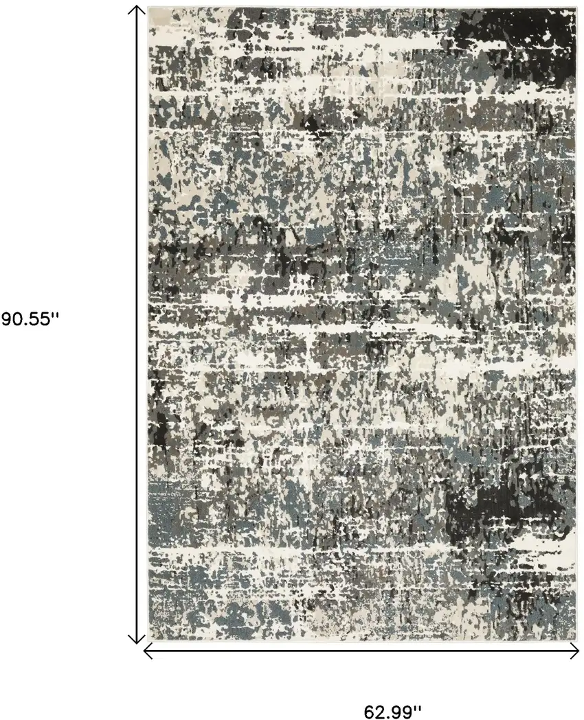 Gray And Ivory Abstract Area Rug Photo 3