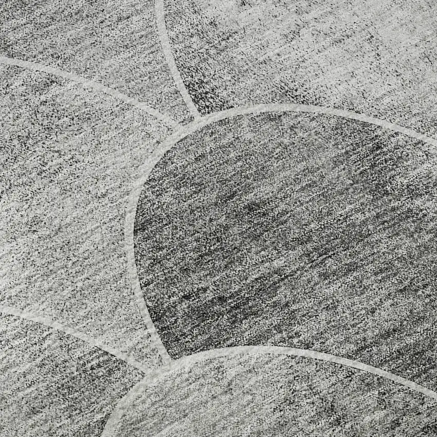 Gray And Ivory Abstract Geometric Washable Area Rug With UV Protection Photo 9