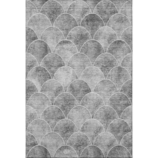 Gray And Ivory Abstract Geometric Washable Area Rug With UV Protection Photo 3