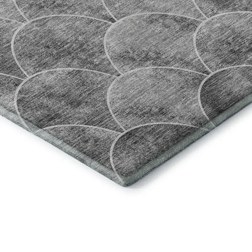 Gray And Ivory Abstract Geometric Washable Area Rug With UV Protection Photo 7