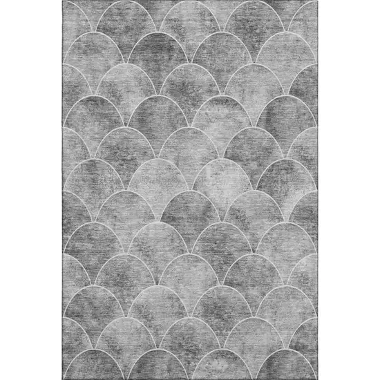 Gray And Ivory Abstract Geometric Washable Area Rug With UV Protection Photo 1