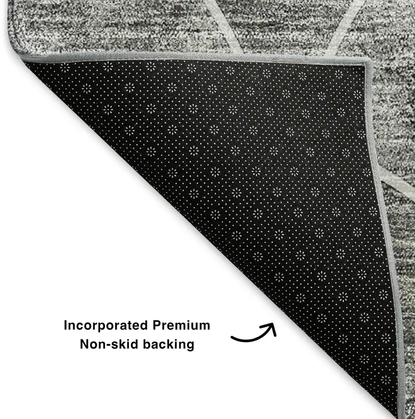 Gray And Ivory Abstract Geometric Washable Area Rug With UV Protection Photo 6