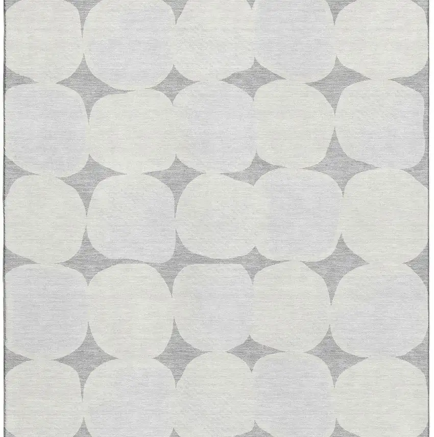 Gray And Ivory Abstract Geometric Washable Area Rug With UV Protection Photo 5