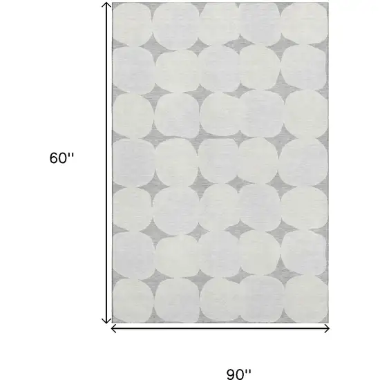 Gray And Ivory Abstract Geometric Washable Area Rug With UV Protection Photo 7