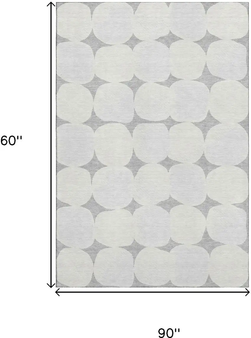 Gray And Ivory Abstract Geometric Washable Area Rug With UV Protection Photo 7