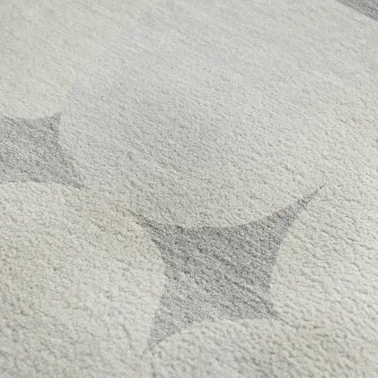 Gray And Ivory Abstract Geometric Washable Area Rug With UV Protection Photo 3