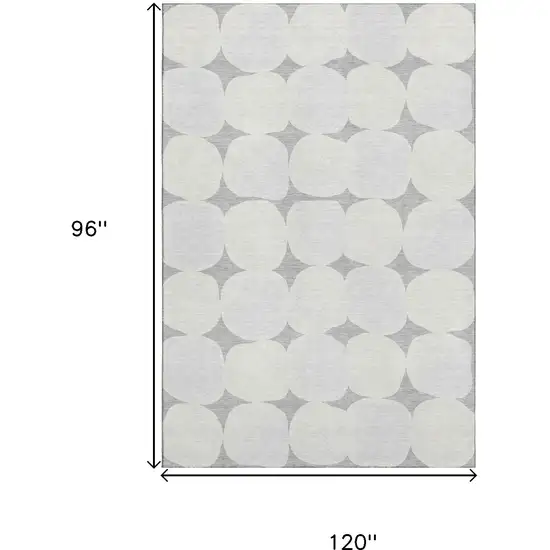 Gray And Ivory Abstract Geometric Washable Area Rug With UV Protection Photo 7
