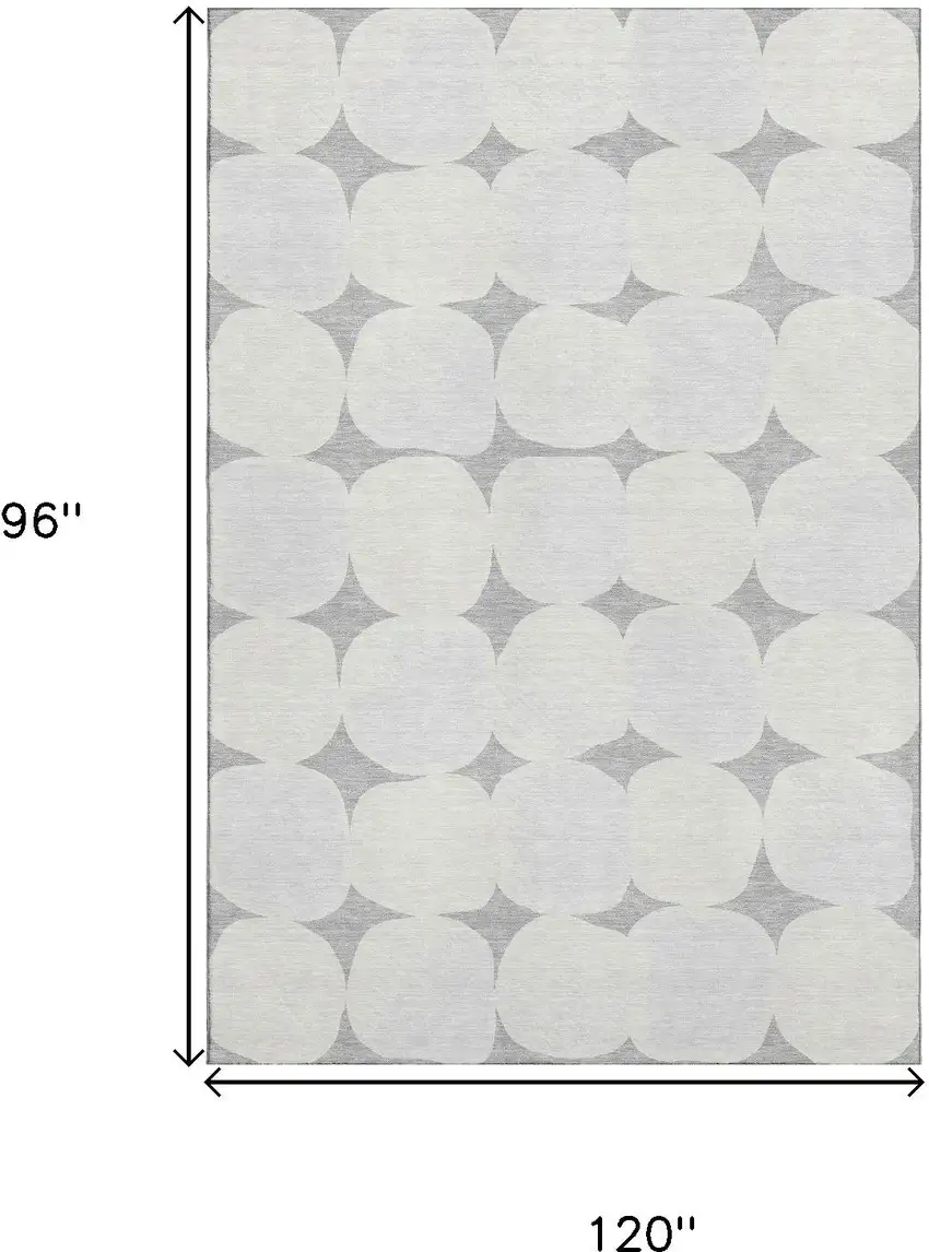 Gray And Ivory Abstract Geometric Washable Area Rug With UV Protection Photo 7
