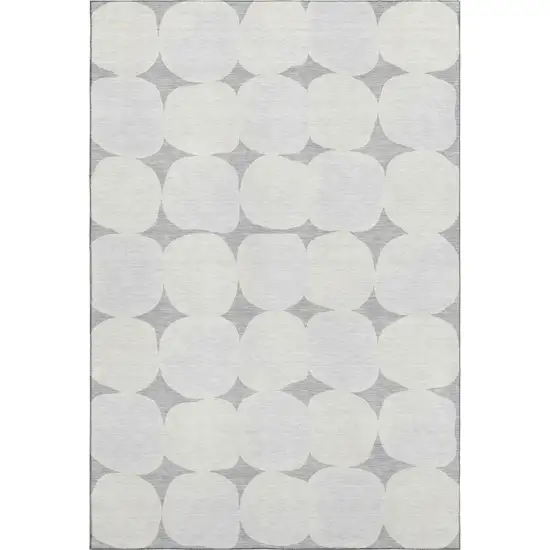 Gray And Ivory Abstract Geometric Washable Area Rug With UV Protection Photo 5