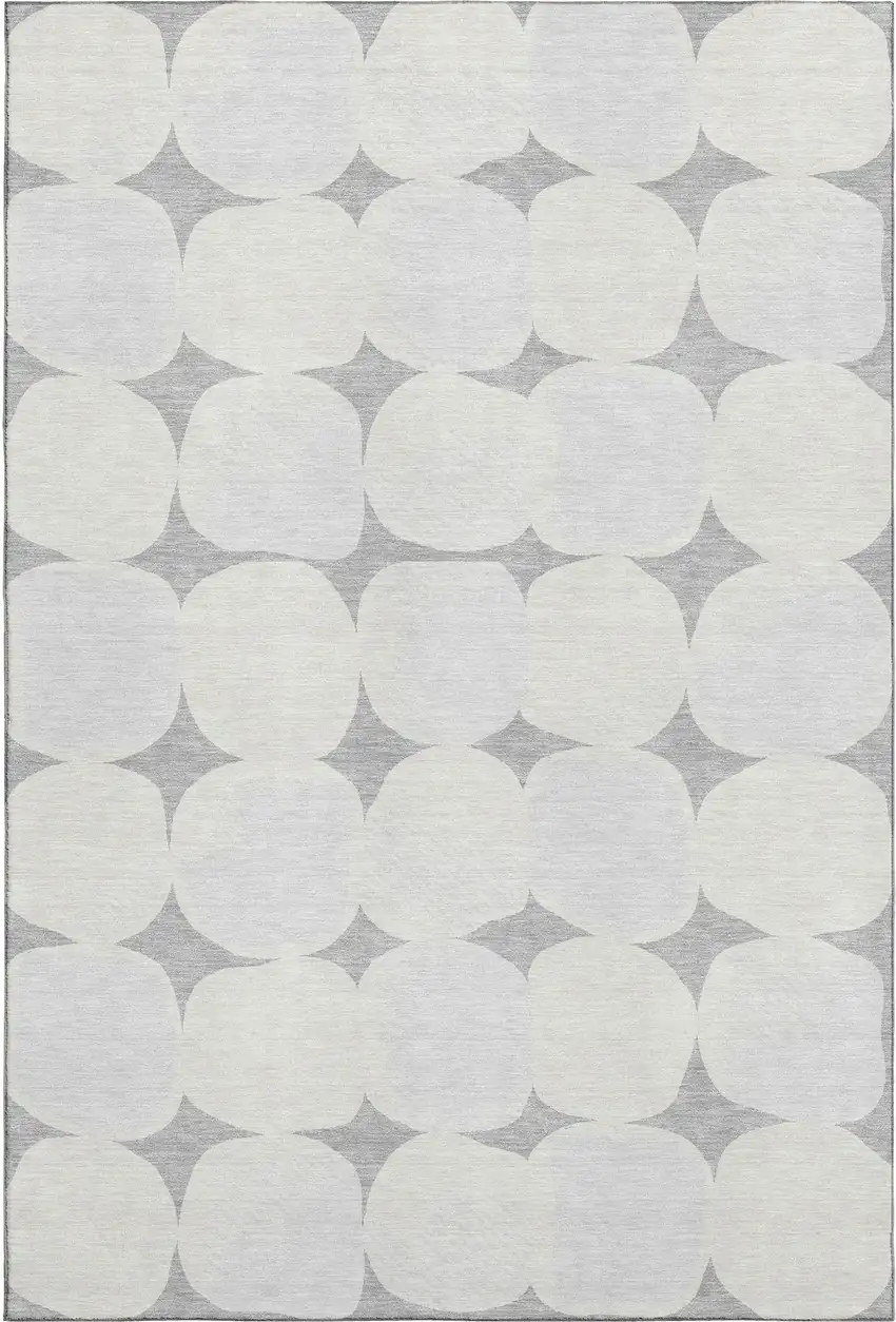 Gray And Ivory Abstract Geometric Washable Area Rug With UV Protection Photo 5