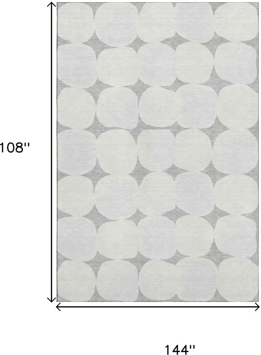 Gray And Ivory Abstract Geometric Washable Area Rug With UV Protection Photo 9