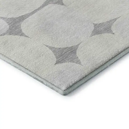 Gray And Ivory Abstract Geometric Washable Area Rug With UV Protection Photo 7