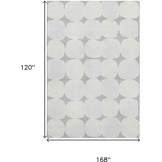 Gray And Ivory Abstract Geometric Washable Area Rug With UV Protection Photo 9