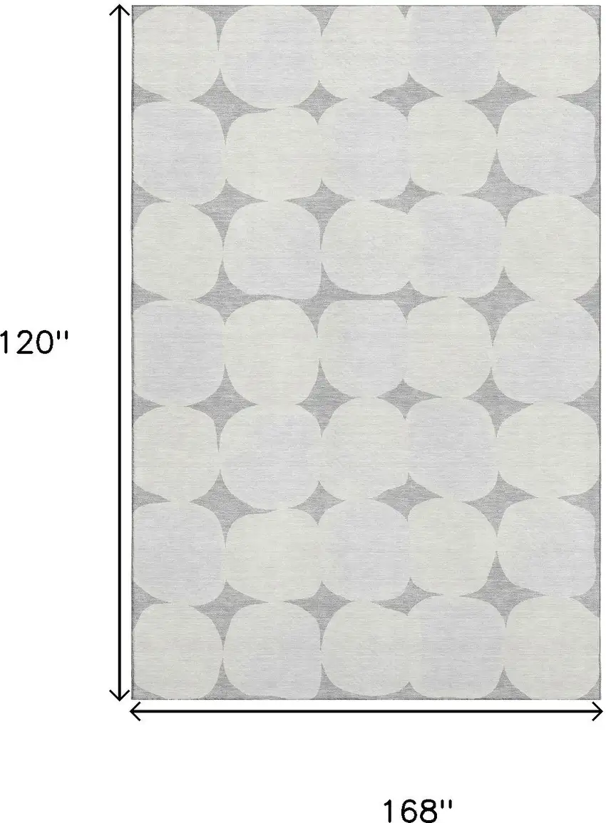 Gray And Ivory Abstract Geometric Washable Area Rug With UV Protection Photo 9