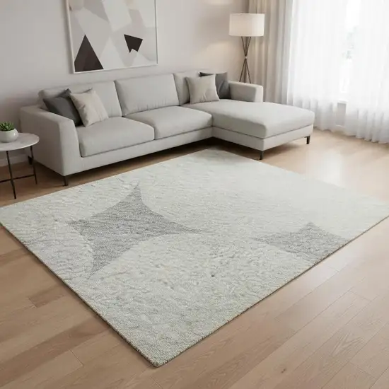 Gray And Ivory Abstract Geometric Washable Area Rug With UV Protection Photo 2