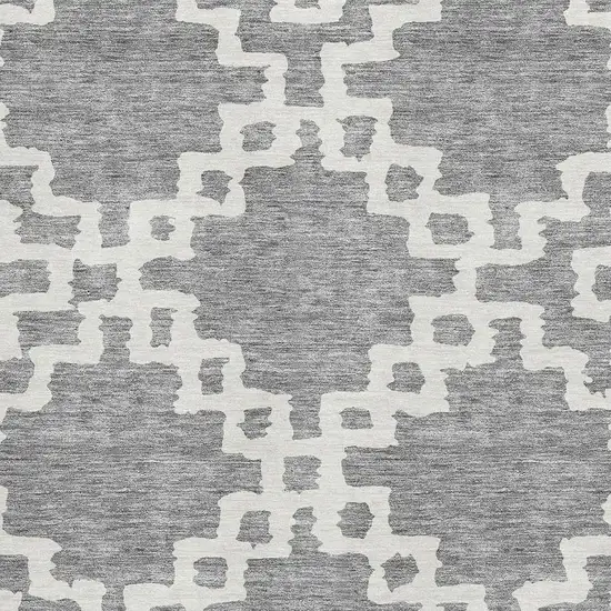 Gray And Ivory Abstract Geometric Washable Area Rug With UV Protection Photo 3